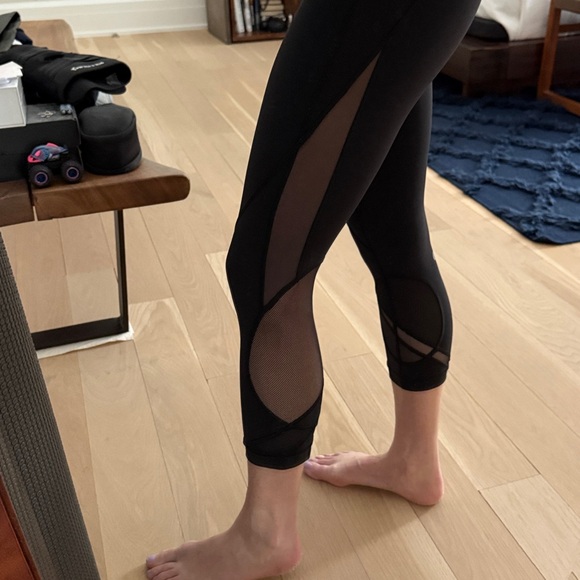 lululemon athletica Pants - Lululemon Mesh Panel Black Capri Leggings, Size 6